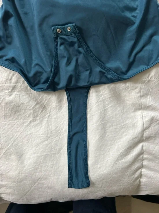 Teal Blue Stringy Back Bodysuit - Picture 4 of 4